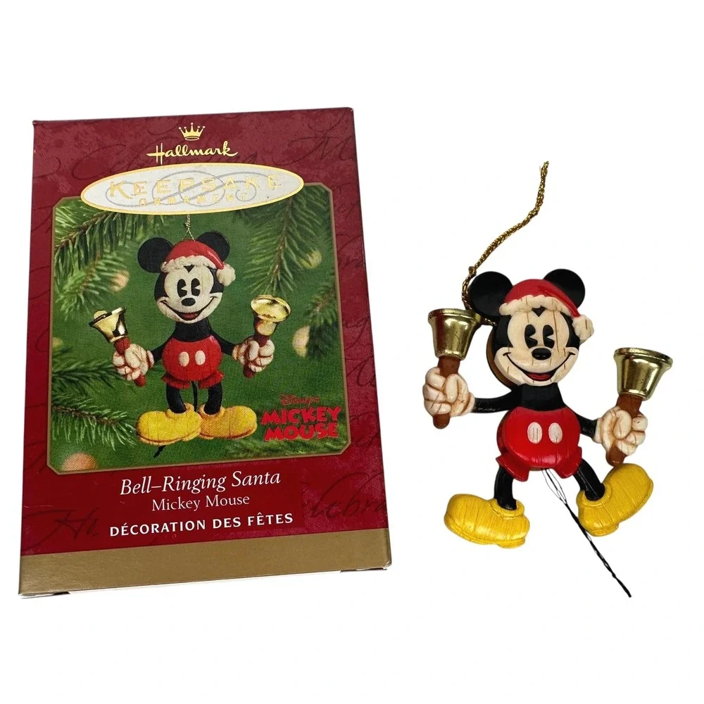 Hallmark Keepsake 2001 Bell-Ringing Santa Mickey Mouse Pull String Ornament